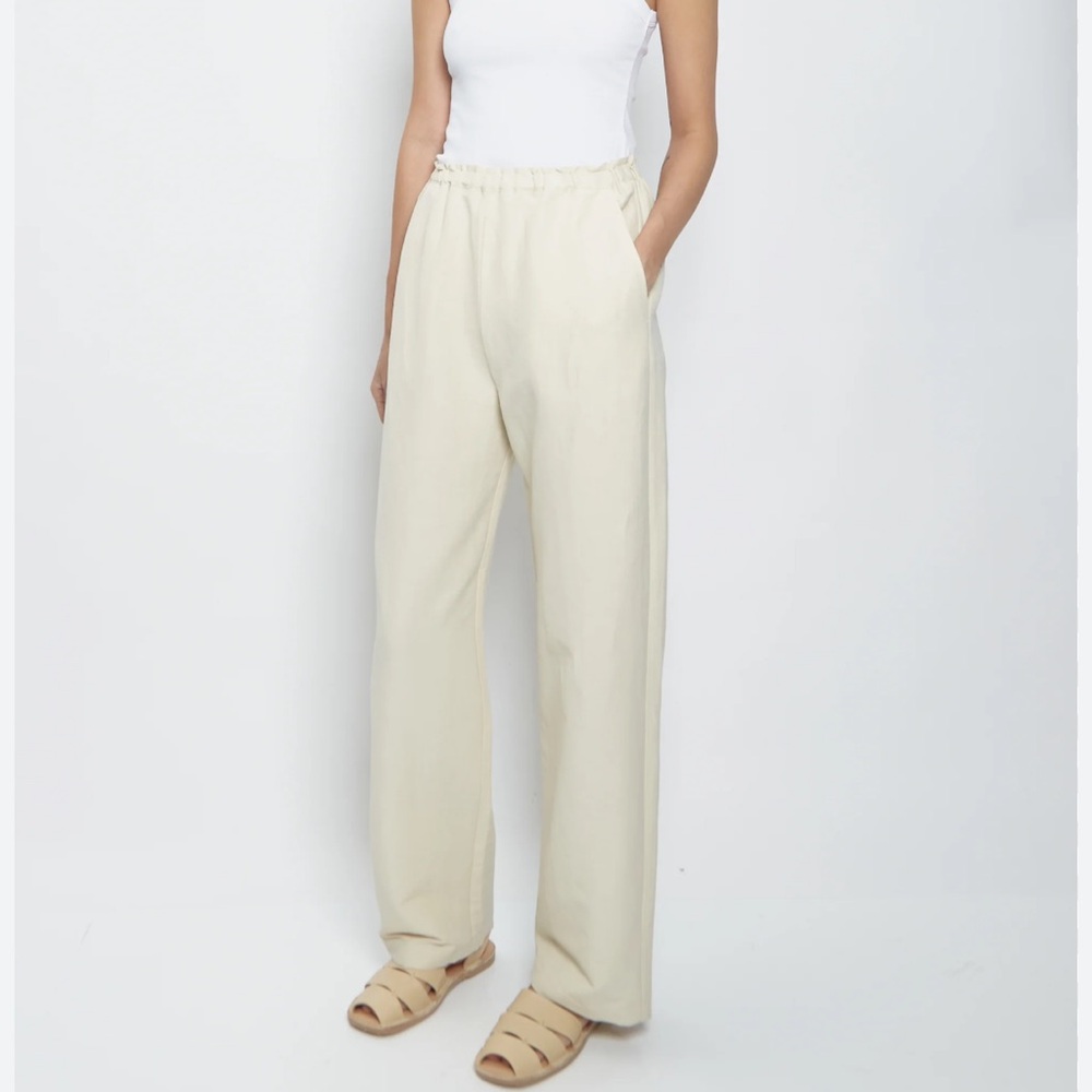 Toteme Cream Wide-Leg Trousers